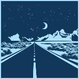Stylized Vector Illustration of a Night Route through the Mountain Valley-Andrii Stepaniuk-Art Print