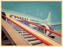 Vector Illustration on the Theme of Civil Aviation. Jet Civil Aircraft in Vintage Style-Andrii Stepaniuk-Framed Art Print