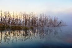 Misty Autumn Morning on the River, Rural Landscape-Andriy Solovyov-Stretched Canvas