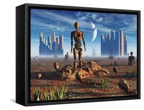 Android Fossils Preserved in Sedimentary Rock on an Alien World-Stocktrek Images-Framed Stretched Canvas