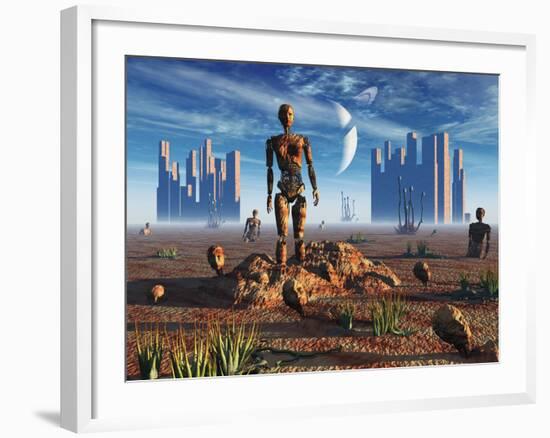 Android Fossils Preserved in Sedimentary Rock on an Alien World-Stocktrek Images-Framed Photographic Print