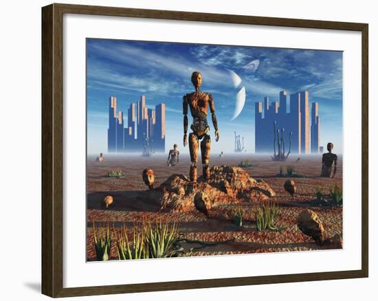 Android Fossils Preserved in Sedimentary Rock on an Alien World-Stocktrek Images-Framed Photographic Print