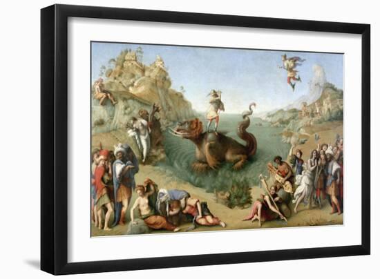 Andromeda Freed by Perseus (With Perseus Slaying the Dragon)-Piero di Cosimo-Framed Giclee Print