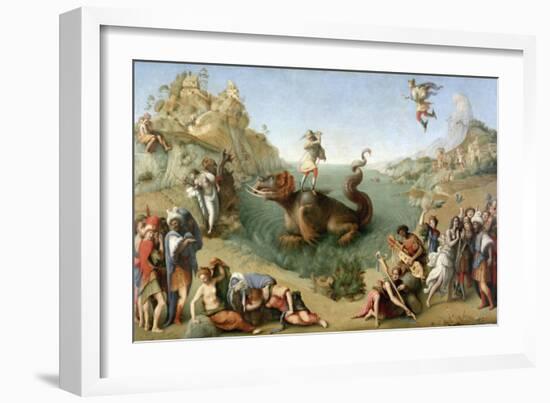 Andromeda Freed by Perseus (With Perseus Slaying the Dragon)-Piero di Cosimo-Framed Giclee Print