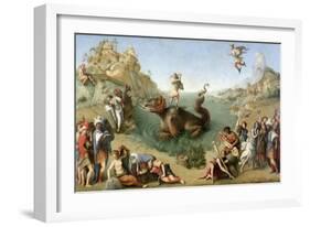 Andromeda Freed by Perseus (With Perseus Slaying the Dragon)-Piero di Cosimo-Framed Giclee Print