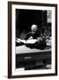 Andy at Typewriter, The Factory, NYC, circa 1965-Andy Warhol/ Nat Finkelstein-Framed Art Print