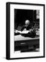 Andy at Typewriter, The Factory, NYC, circa 1965-Andy Warhol/ Nat Finkelstein-Framed Giclee Print