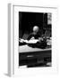 Andy at Typewriter, The Factory, NYC, circa 1965-Andy Warhol/ Nat Finkelstein-Framed Giclee Print