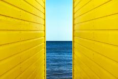 2 Yellow Beach Huts-Andy Bell-Photographic Print