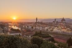 Golden Rays over the Ponte Vecchio and Duomo as the Sun Sets over Florence-Aneesh Kothari-Stretched Canvas