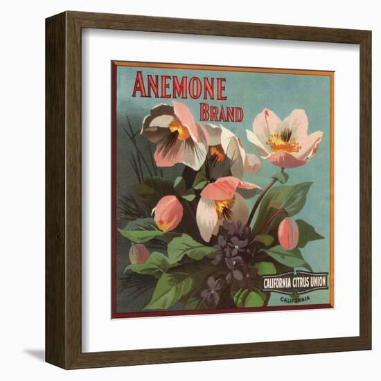 Anemone Brand - California - Citrus Crate Label-Lantern Press-Framed Art Print