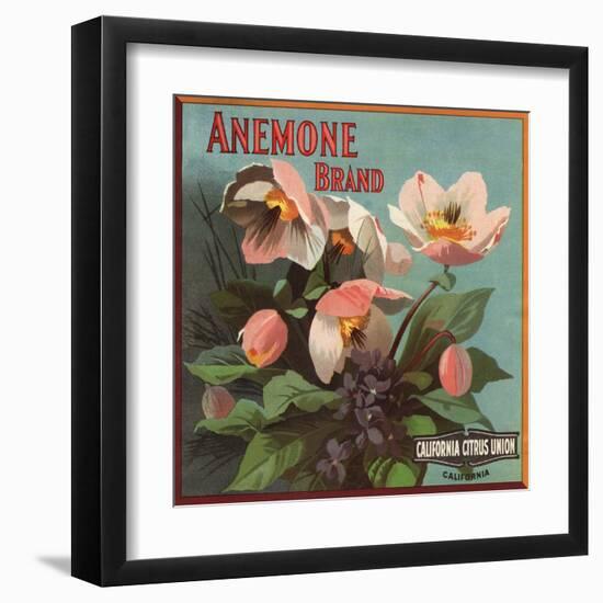 Anemone Brand - California - Citrus Crate Label-Lantern Press-Framed Art Print