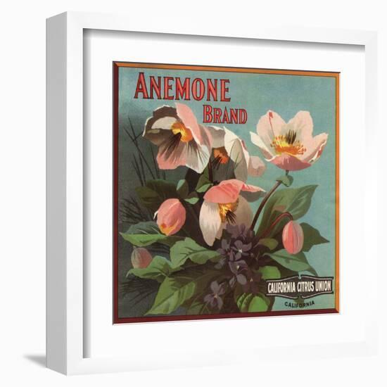 Anemone Brand - California - Citrus Crate Label-Lantern Press-Framed Art Print