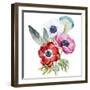 Anemone, Watercolor, Flowers, Feathers-Anastasia Lembrik-Framed Art Print