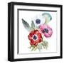 Anemone, Watercolor, Flowers, Feathers-Anastasia Lembrik-Framed Art Print