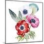 Anemone, Watercolor, Flowers, Feathers-Anastasia Lembrik-Mounted Art Print