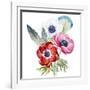 Anemone, Watercolor, Flowers, Feathers-Anastasia Lembrik-Framed Art Print