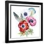 Anemone, Watercolor, Flowers, Feathers-Anastasia Lembrik-Framed Art Print