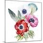 Anemone, Watercolor, Flowers, Feathers-Anastasia Lembrik-Mounted Art Print