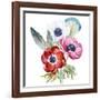 Anemone, Watercolor, Flowers, Feathers-Anastasia Lembrik-Framed Art Print