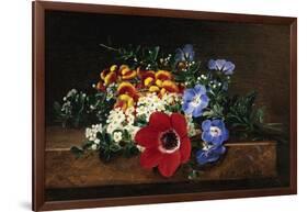 Anemone, White Spirea, Calceolaria and Blue Geranium-Johan Laurentz Jensen-Framed Giclee Print