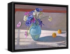 Anemones and a Blue Glass Vase, 1994-Timothy Easton-Framed Stretched Canvas