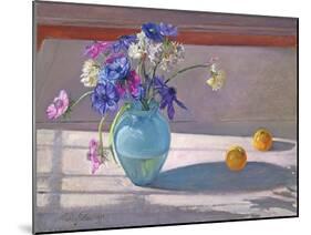 Anemones and a Blue Glass Vase, 1994-Timothy Easton-Mounted Giclee Print
