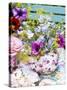 Anemones and Delphiniums in a Teapot-Linda Burgess-Stretched Canvas