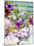 Anemones and Delphiniums in a Teapot-Linda Burgess-Mounted Photographic Print