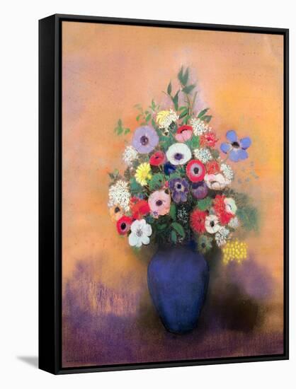 Anemones and Lilac in a Blue Vase, After 1912-Odilon Redon-Framed Stretched Canvas