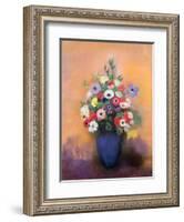 Anemones and Lilac in a Blue Vase, After 1912-Odilon Redon-Framed Giclee Print