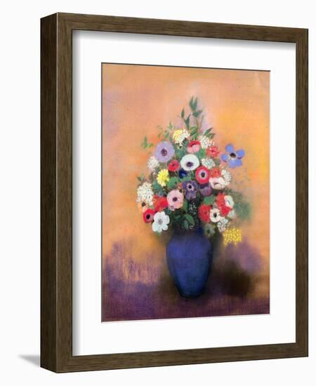 Anemones and Lilac in a Blue Vase, After 1912-Odilon Redon-Framed Giclee Print