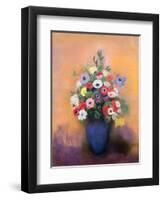 Anemones and Lilac in a Blue Vase, After 1912-Odilon Redon-Framed Giclee Print