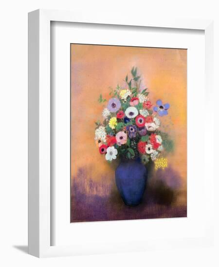 Anemones and Lilac in a Blue Vase, After 1912-Odilon Redon-Framed Giclee Print