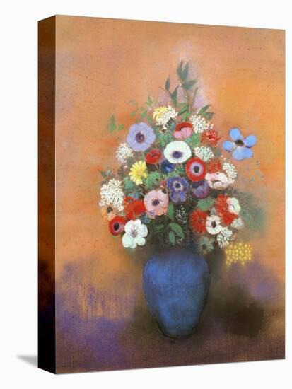 Anemones and lilacs in a blue vase. After 1912-Odilon Redon-Stretched Canvas