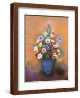 Anemones and lilacs in a blue vase. After 1912-Odilon Redon-Framed Giclee Print