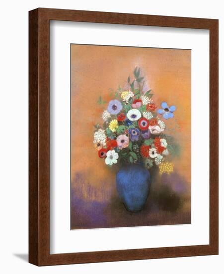 Anemones and lilacs in a blue vase. After 1912-Odilon Redon-Framed Giclee Print