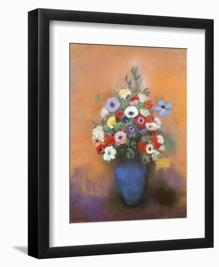 Anemones and lilacs in a blue vase. After 1912-Odilon Redon-Framed Giclee Print