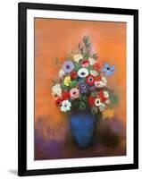 Anemones and Lilacs in a Blue Vase, after 1912-Odilon Redon-Framed Giclee Print