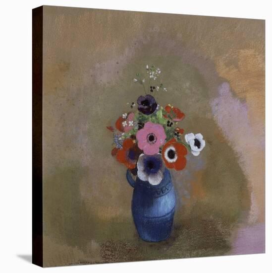 Anémones dans un vase bleu-Odilon Redon-Stretched Canvas