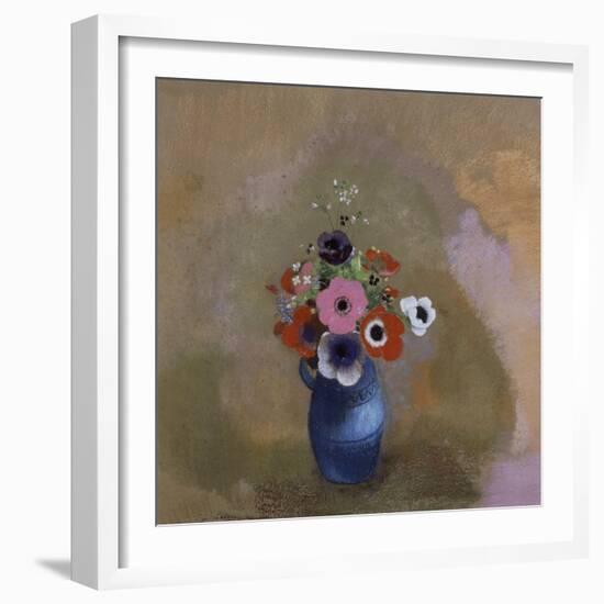 Anémones dans un vase bleu-Odilon Redon-Framed Giclee Print