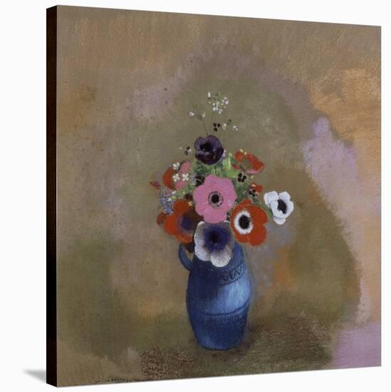 Anémones dans un vase bleu-Odilon Redon-Stretched Canvas
