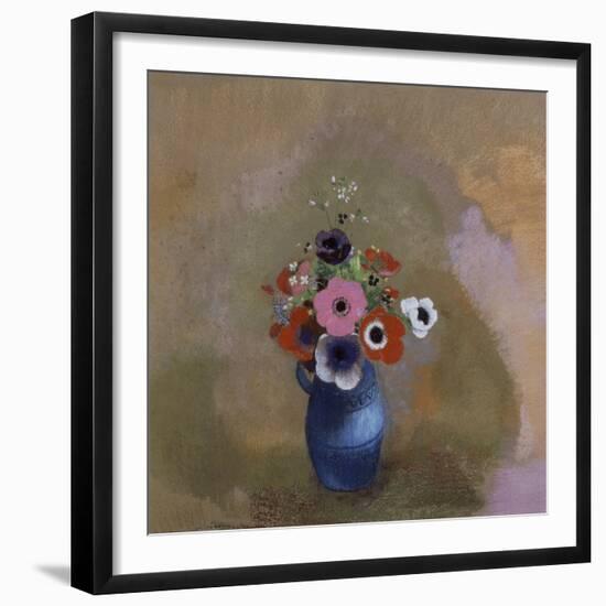 Anémones dans un vase bleu-Odilon Redon-Framed Giclee Print