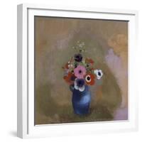 Anémones dans un vase bleu-Odilon Redon-Framed Giclee Print