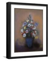 Anémones et lilas dans un vase bleu-Odilon Redon-Framed Giclee Print