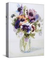 Anemones in a Glass Jug, 2000-Joan Thewsey-Stretched Canvas