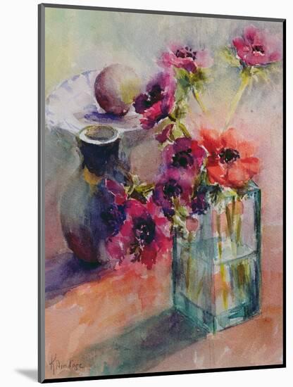 Anemones in Green Glass Vase, 2002-Karen Armitage-Mounted Giclee Print