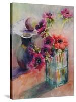 Anemones in Green Glass Vase, 2002-Karen Armitage-Stretched Canvas