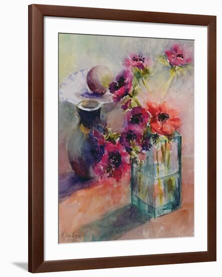 Anemones in Green Glass Vase, 2002-Karen Armitage-Framed Giclee Print