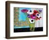 Anemones on a Dark Shelf-Joan Thewsey-Framed Giclee Print